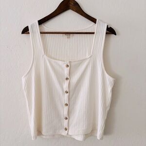 Madewell Women's Cream Button-Down Square Neck Tank Top